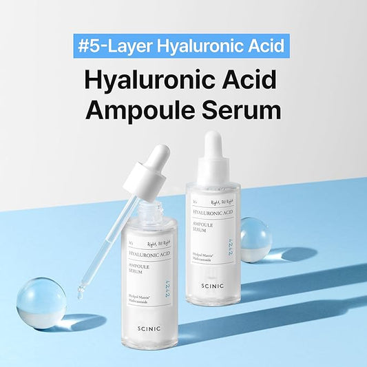 SCINIC Hyaluronic ACID Ampoule Serum 50ml, 1.69oz / 5 types of hyaluronic acid, moisture retention, inner dryness/Korean Ampoule/korean skin care