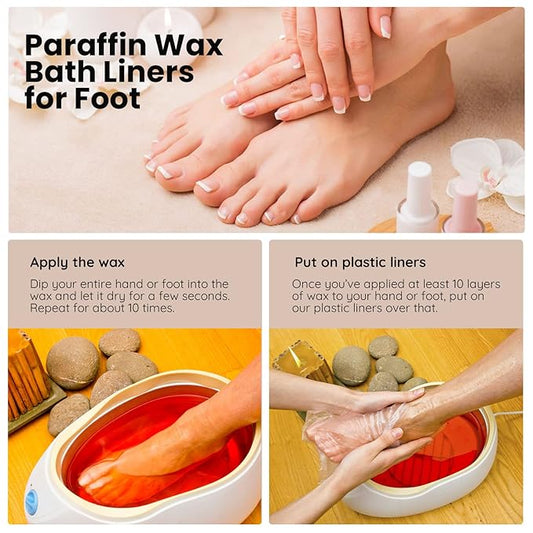 Segbeauty Paraffin Bath Liners for Foot, 400 Counts Plastic Foot Covers, Booties for Feet Thermal Foot Liners, Foot Bags with 400 Snug Closure Stickers for Wax treat-ment Paraffin Wax Machine