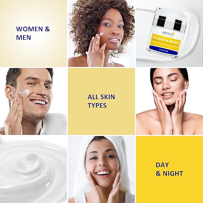 Collagen Face Moisturizer-Day & Night Anti-Aging Moisturizer with Retinol and Hyaluronic Acid for Men and Women - Reduces Wrinkles and Hydrates Skin