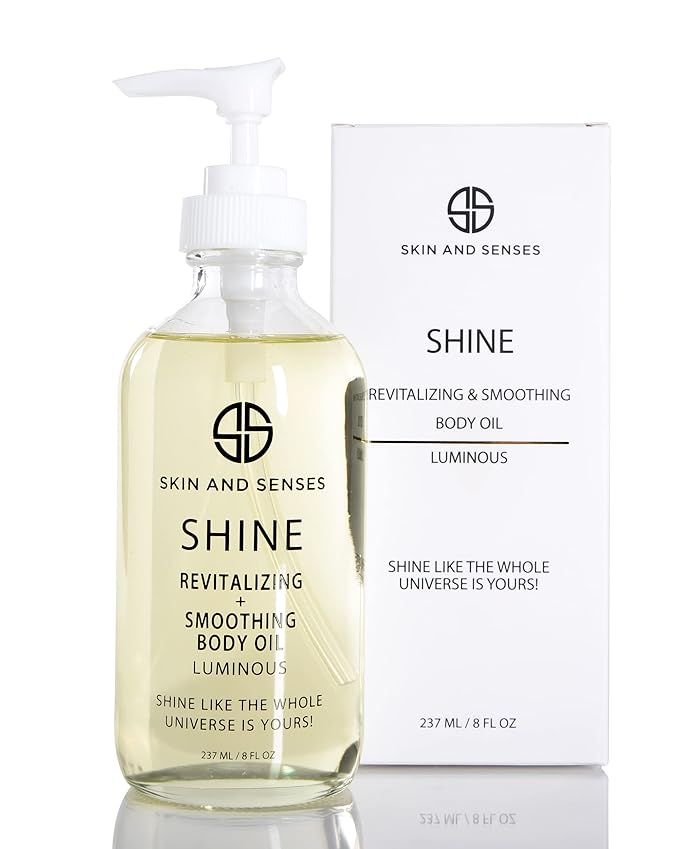 Shine Revitalizing & Smoothing Body Oil Luminous –100% Natural, plant-based ingredients Loaded with a blend of Healing Oils and Vitamin E, that deeply soothe, and moisturizes the skin.
