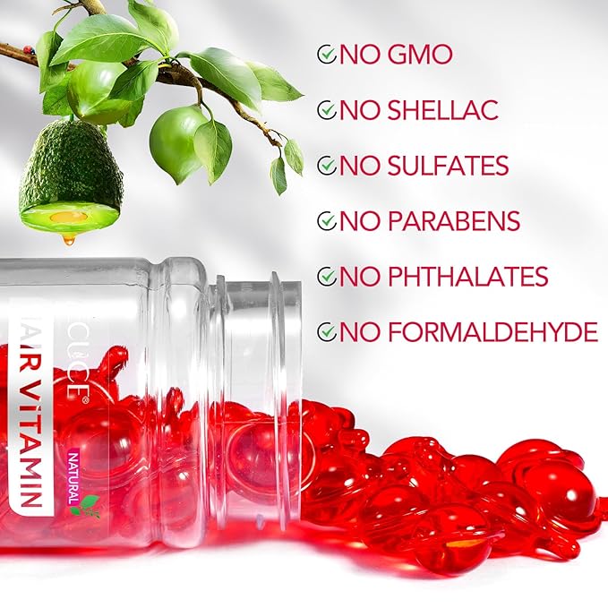 Hair Styling Serum for Frizzy & Dry Hair, Hair Oils Vitamins in Capsules, Hair Treatment Serum with Moroccan, Macadamia Oil - Vitamins A C E B5 Hair Oil Capsules for Women Men