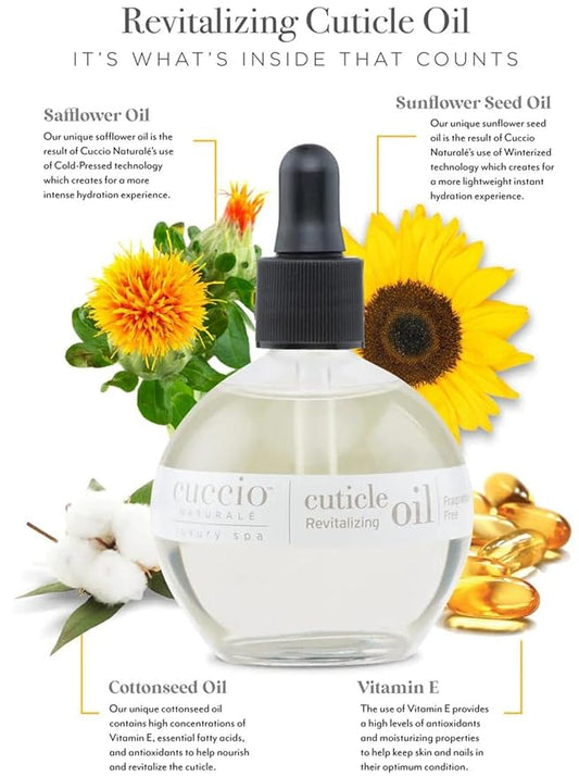 Cuccio Naturale Revitalizing Cuticle Oil - Hydrating Oil For Repaired Cuticles Overnight - Remedy For Damaged Skin And Thin Nails - Paraben/Cruelty-Free Formula - Fragrance-Free - 2.5 Oz