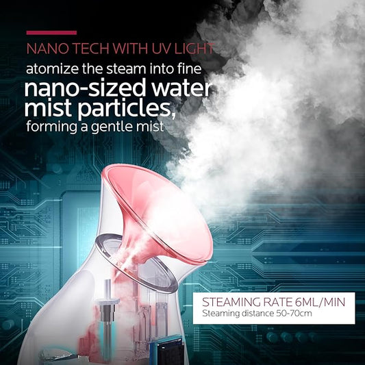 Colorfarm Facial Steamer Nano Ionic: Smart Face Steamer Deep Cleaning Unclogs Pores - Humidifier Hot Mist Home Sauna Spa for Women Men with LCD Display Steam Timer