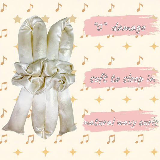 Serenade Sparkling Satin Heatless Curls Overnight, Heatless Hair Clurer Curling Rod Headband, No Heat Curling Rod Hair Roller for Women and Girls to sleep in, White