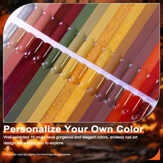 Lavender Violets 22pcs Halloween Dip Powder Nail Kit 16 Colors Red Brown Gold Green with Dip Powder Liquid Perfect Gift for Women Nail Art DIY M967