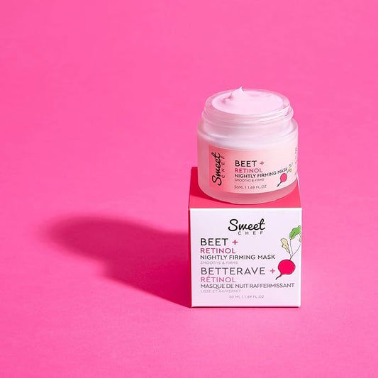 Sweet Chef Beet + Retinol Nightly Firming Mask - Beet Root Extract + Smoothing Retinol Night Cream Mask - Vegan Overnight Face Mask with Squalane + Hyaluronic Acid (50ml / 1.69 fl oz)