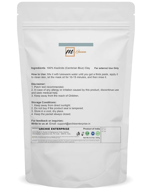 Cambrian/Serbian Blue Clay 0.5lbs / 227g for Facial Masks, Creams, Body Wraps, Scrubs and Soap Making