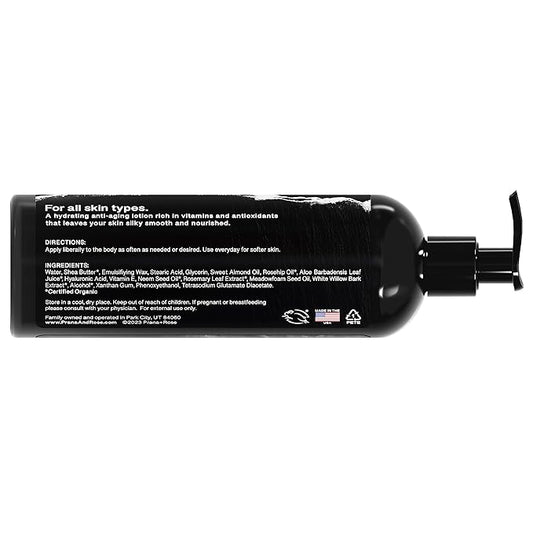 MADE IN THE USA Ultra Moisturizing Shea Butter Lotion with Hyaluronic Acid and Rosehip Oil for anti-aging ORGANIC VEGAN body and hand lotion 16oz (Unscented)