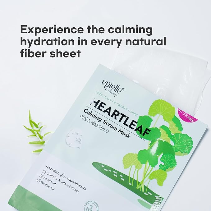 Epielle Heartleaf Calming Serum Sheet Masks (5pk) | Korean Skincare | Facial Sheet Mask | Kbeauty, Mother's Day Gifts