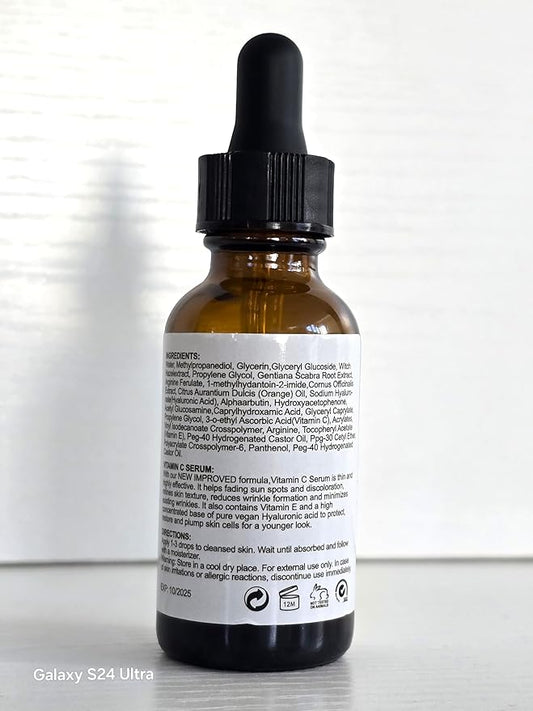 Dark Spot Correcting Vitamin C Serum for Face Skin Brightening with Vitamin E to Prevent Skin Aging & Hyaluronic Acid to Hydrate and Plump Wrinkles & Fine Lines