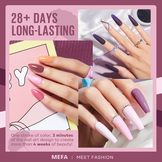MEFA Gel Nail Polish Set, 12 Colors Purple Gel Polish Set Burgundy Red Nail Polish Soak Off Pink Nude Brown Nail Gifts for Women Girl DIY Salon Home Manicure