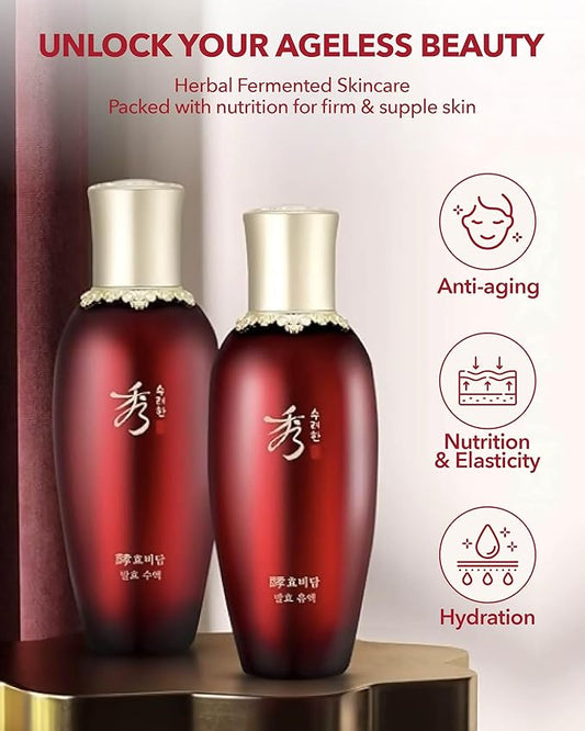 Sooryehan Hyobidam (Fermented Essence, 1.5fl oz) - Korean Skin Care. Rich, Creamy Serum for Reduced Wrinkles & Deep Hydration. Wild Ginseng, Snow Fungus Extract.