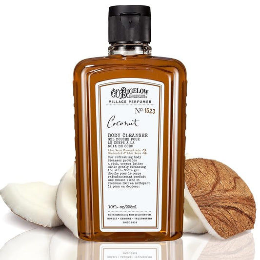 C.O. Bigelow Apothecary Duo, Coconut Body Care Gift Box with Body Soap & Lotion, Gift Set of Two - Moisturizing Lotion & Liquid Body Wash for Dry Skin - 10fl oz Each