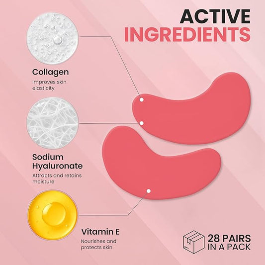 Under Eye Patches for Puffy Eyes & Dark Circles - Deep Hydration, Smooth Fine Lines, Anti-Wrinkles Patches, Enriched with Hyaluronic Acid, Centella & Vitamin E, Firm Under Eye Mask (28 Pairs)