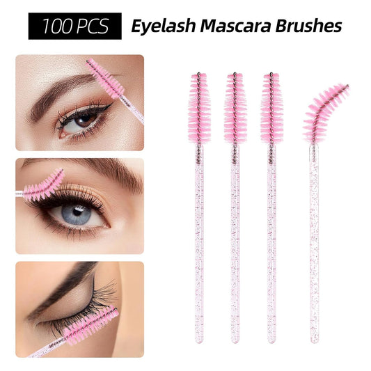 300 Pcs Spoolies Mascara Wands and Lip Brushes and Micro Swabs Applicator Disposable Eyelash Brushes Lipstick Tester Makeup Applicator Tool Pink with 1 Reusable Container