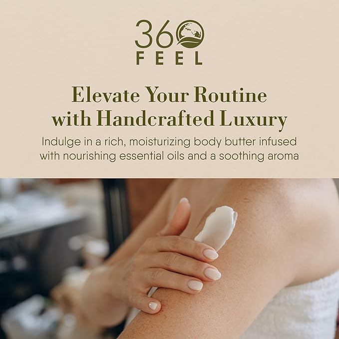 360Feel Wild Passion Body Butter - Nourishing and Hydrating Shea Body Butter with a Gentle Formula - Handmade with Essential Oils - Creamy Formula for Daily Use - Zero Harsh Additives - 8 Ounce