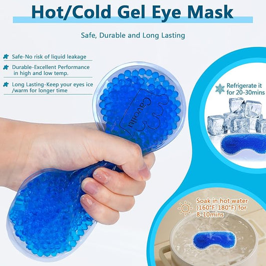 Sleep mask w/Cooling Gel Eye Mask, Heated Eye Mask for Sleeping, Reusable Ice Silk Stain Eye Cover Sleeping Mask for Travel, Home, Office, Yoga, Total Blackout, Stocking Stuffers (Leopard)