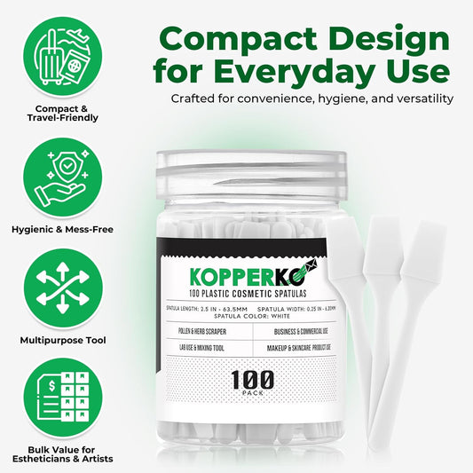 Mini Skin Care Spatula (2.5", 100 Pack) - Small Spatula for Makeup, Creams & Crafts | Makeup Applicator for Mixing, Cosmetic, Face Mask | Disposable Cosmetic Applicators | White