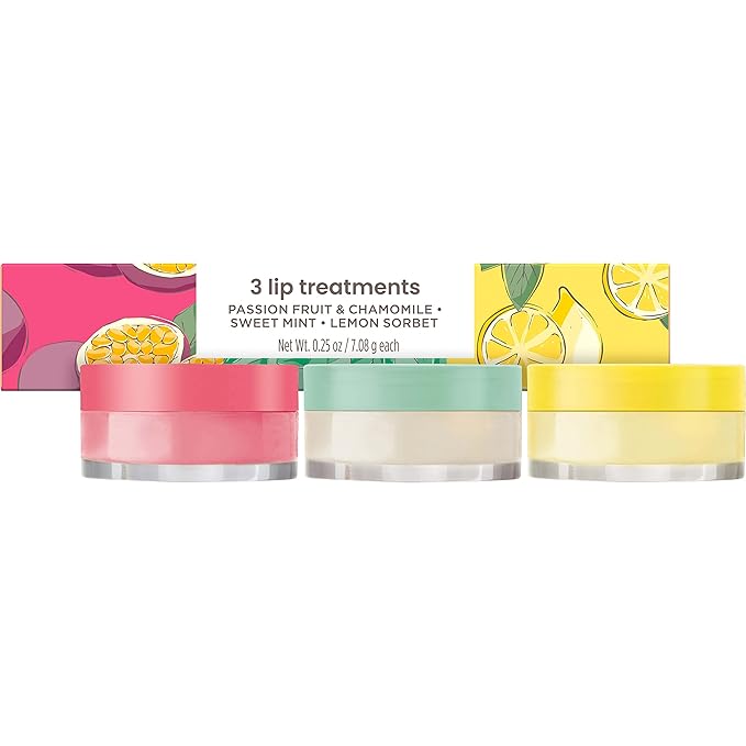 Burt's Bees Mothers Day Gifts, Lip Mask Set- Overnight Intensive Treatment Revives & Nourishes for All Day Hydration, Passion Fruit & Chamomile, Sweet Mint & Lemon Sorbet