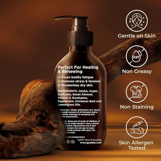 Soothing Massage Oil for Sore Muscles & Destressing Massage Oil for Sore Muscles Set - 100% Natural Aromatherapy Grade Essential Oils Set - 2x6.76 fl oz - Gya Labs