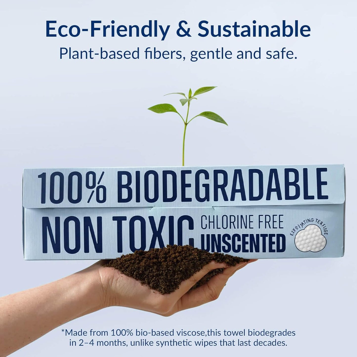 XL Disposable Face Towels, 100% Biodegradable, Non-Toxic, Unscented Thick Face Towelettes for Sensitive Skin Face Washing, Ultra Soft Makeup Remover Dry Wipes, 120 Count (2 Pack)