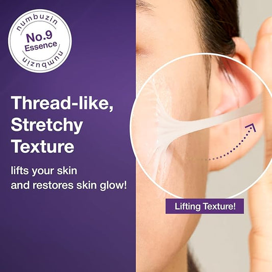 numbuzin No.9 Essence | NAD+ BIO Lifting-sil Essence | Lifting, Firming, Wrinkles, Fine Lines, Elasticity | Peptides, NAD+ | Serum for Aging, Dull Skin | 1.69 fl. oz.