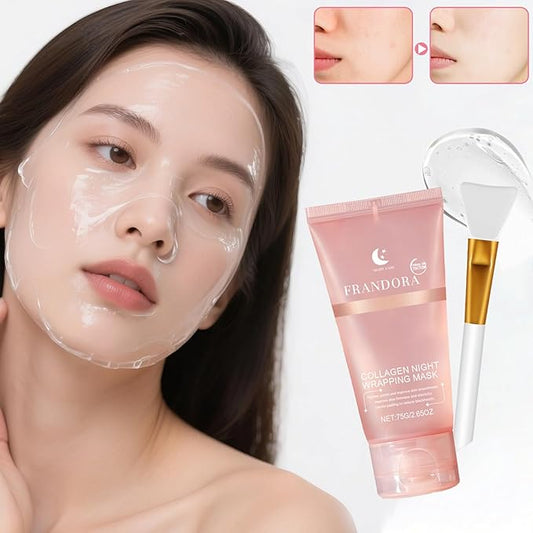 Collagen Night Wrapping Mask,Sleeping Overnight Peel off Facial Mask,Elasticity & Hydration,Hydrates and Tightens Skin,Korean Skincare for Face Glass Skin 2.65oz