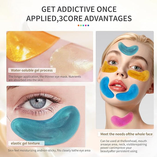 MOND'SUB Premium Under Eye Patches, Gel Eye Patches Hydrating & Refresh for Puffy Eyes, Under Eye Bags & Dark Circles, Natural Collagen Eye Gels Pads, Crystal Anti-Aging Eye Mask (Light blue)