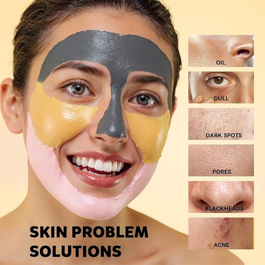 Clay Facial Mask Set 9 Pack - Turmeric Clay Mask - Rose Face Mask - Dead Sea Minerals Mud Mask, Skincare Gift Set - Brightening, Moisturize & Deep cleansing for Dry, Sensitive Skin