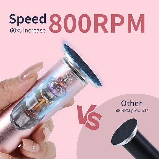 4.8IN Longer Electric Foot Callus Remover with 120pcs Sandpaper Discs, Professional Aluminum Callus Remover for Feet, Stepless Speed Control Pedicure Tools for Dead Skin