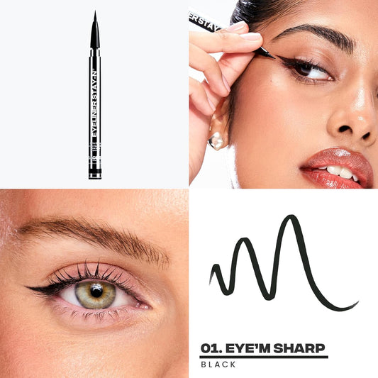 Sacheu Liquid Eyeliner STAY-N Long Wear Waterproof Eyeliner Pen with Ultra-Precise 360° Flexible Tip — Smudge-Proof Vegan & Cruelty-Free Eye Makeup, Eye’m Sharp