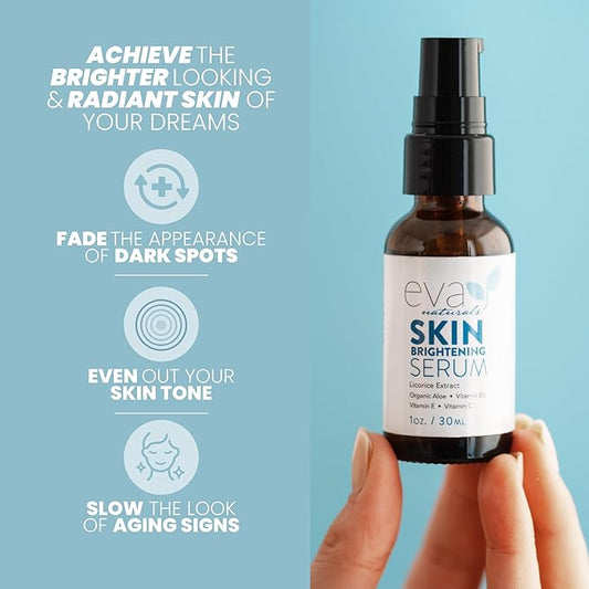Licorice Extract Skin Brightening Serum by Eva Naturals - Face Serum for an Even Complexion - With Peptides, CoQ10 and Vitamin E