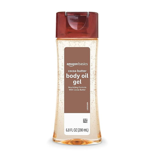 Amazon Basics Body Oil Gel with Cocoa Butter, 6.8 Fl Oz (Pack of 4) (Previously Solimo)