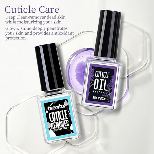 Teenitor Nail Files and Buffers, Cuticle Remover, Nail Care Kit, Nail File, Cuticle Softener, Cuticle Oil, Cuticle Pusher, Cuticle Peeler Scraper, Cuticle Remover Liquid, Nail File Kit Lavender