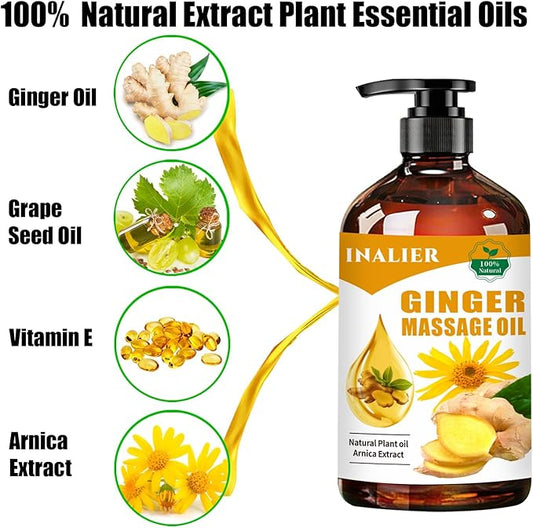 Ginger Massage Oil,Ginger Oil for Lymphatic Drainage,Massage Oil for Massage Therapy,SPA Massage Oils,Relaxing Sore Muscle Massage Oil,Ginger Essential Oil for Body Massage