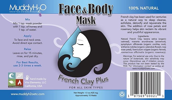 Etc French Clay Natural Face & body Mask for All Skin 1.5 Oz
