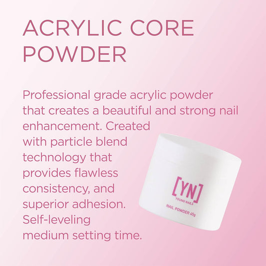 Young Nails Acrylic Core Powder - Self-Leveling Acrylic Nail Powder, Clear Nude Pink White Acrylic Powder for Nail Extenstion, Professional Grade, Superior Adhesion, Color - Natural, 45g