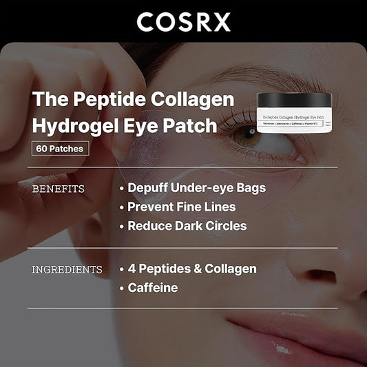 COSRX Peptide Collagen Hydrogel Eye Patch + Snail Mucin 96% Power Essence, Korean Skin Care