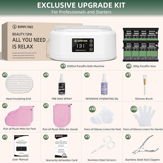 Paraffin Wax Machine for Hand and Feet - 3500ml Hand Wax Paraffin Machine with 8 Pcs Aloe Vera Paraffin Bath, Moisturizing and Exfoliating