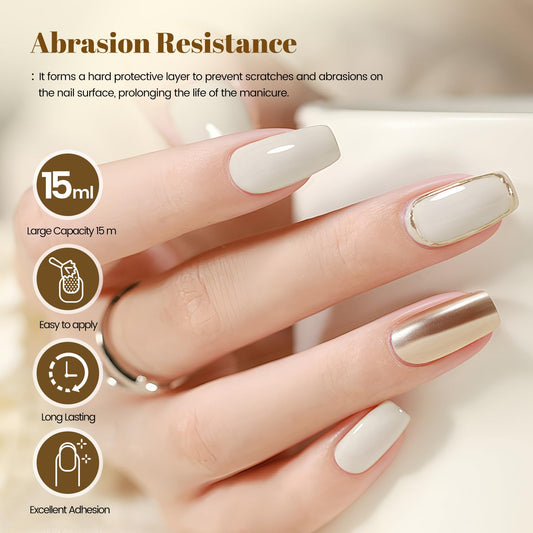 JODSONE 2 Bottles 15ml of Top Coat Gel Polish No Wipe Help Bright Manicure Need Lamp Cured