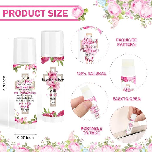 50 Pack Christian Lip Balm Bulk, Religious Bible Lip Care, Moisturizing and Nourishing Lip Balm for Christian Gifts and Party Favors for Guests