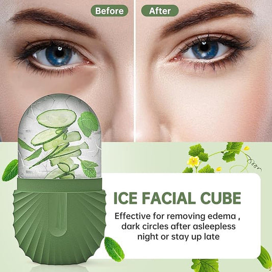 Ice Face Roller, Ice Cube Roller for Face,Facial Beauty Ice Roller Skin Care Tools,De-Puff Eye Bags, Reduce Migraine Pain(Green)