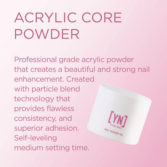 Young Nails Acrylic Core Powder - Self-Leveling Acrylic Nail Powder, Clear Nude Pink White Acrylic Powder for Nail Extenstion, Professional Grade, Superior Adhesion, Color - French Pink, 45g
