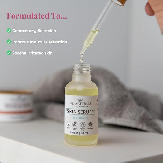 J&L Naturals | Face & Body Oil for Oily, Sensitive, Dry, Combination, Mature, & Dull Skin Types | With Jojoba Oil, Grapeseed Oil, Sunflower Oil, & More (1 Fl Oz (Pack of 1), Hydrate (dry))