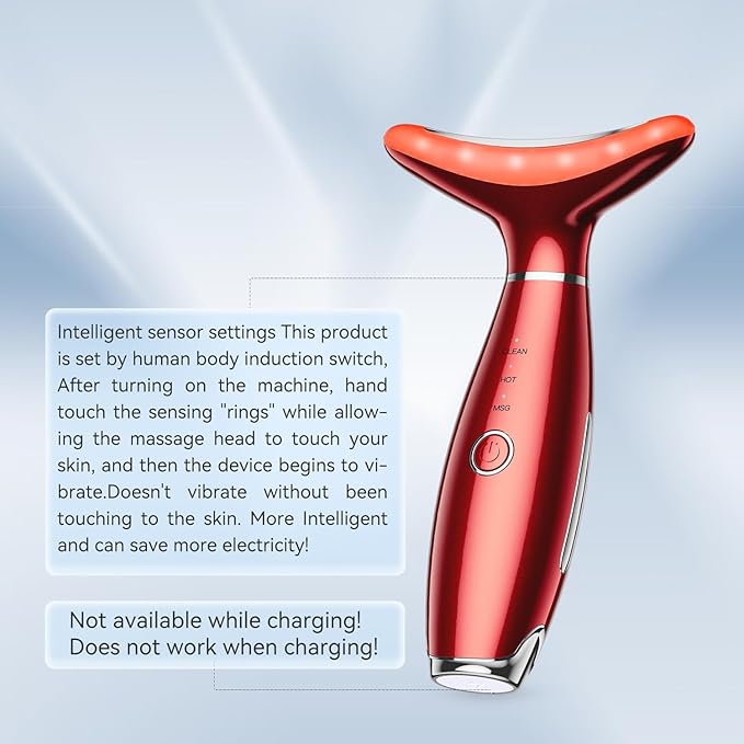 Neck Face Massager, 3-in-1 Portable Facial Massager (Red)