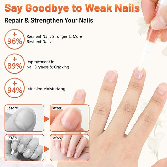 Meschett 2PCS Cuticle Oil Pens for Nail Care,Cuticle Revitalizer Oil Pen with Soft Brush,Cuticle Oil to Prevent Nail Cracking and Dry (Lily & Rose Flavor)