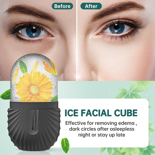 Ice Face Roller, Ice Cube Roller for Face,Facial Beauty Ice Roller Skin Care Tools,De-Puff Eye Bags, Reduce Migraine Pain(Black)