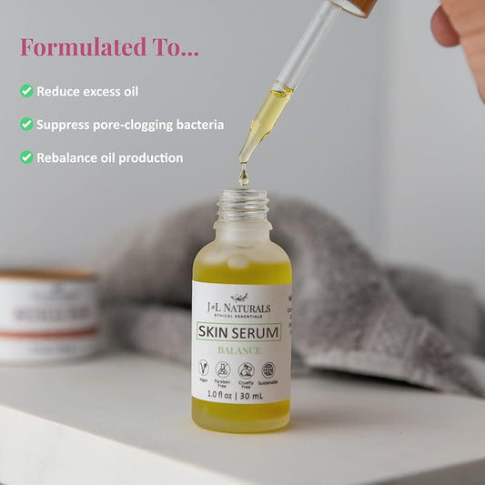 J&L Naturals | Facial Oil for Oily, Sensitive, Dry, Combination, Mature, & Dull Skin Types | With Jojoba Oil, Grapeseed Oil, Sunflower Oil, & More (1 Fl Oz (Pack of 1), Balance (oily, combination))