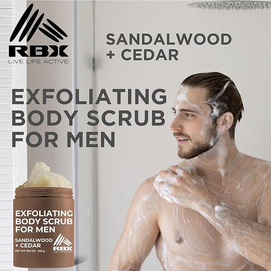 RBX Exfoliating Body Scrub For Men with Shea Butter Vitamin A and C, Moisturizing Hydrating Body Scrub for Healthy Skin