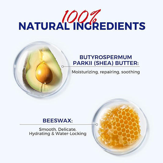 2PCS, Medicated Lip Balm Hydrating w/Petrolatum, Shea Butter, Beeswax, 100% Natural Ingredients, Organic Lip Butter Balm & Moisturizers Lip Repair For Dry Cracked Lips Overnight Lip Treatment